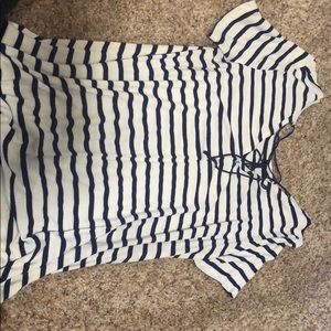 T-shirt. Navy blue and white